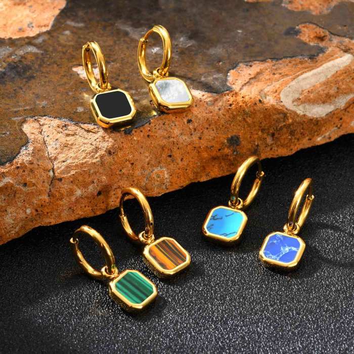 Wholesale Stainless Steel Tiger Eye Earrings