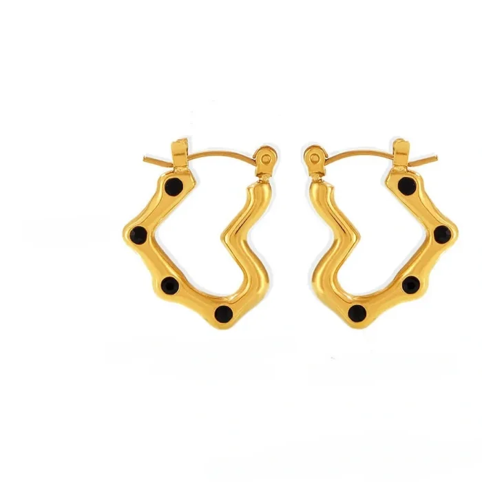Wholesale Stainless Steel Shiny Open Heart Hoop Earrings