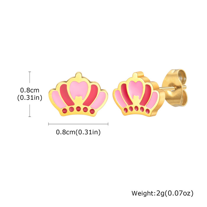 Wholesale Stainless Steel Cute Pink Enamel Stud Earrings Set