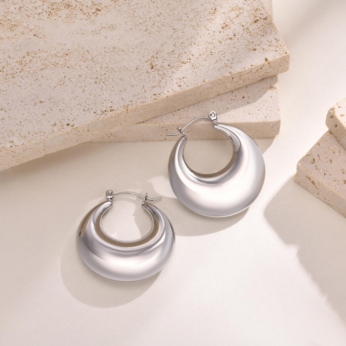 Wholesale Stainless Steel Chunky C Earrings