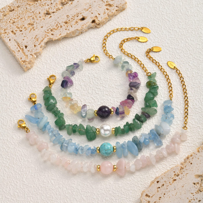 Wholesale Gold Plated Natural Crystal Chip Bracelet