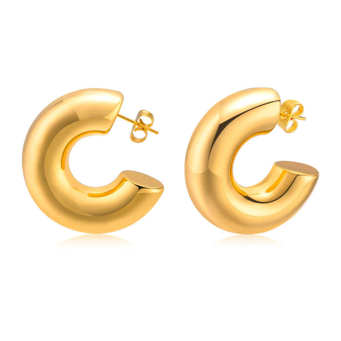 Wholesale Stainless Steel Thick C-shape Chunky Stud Earrings