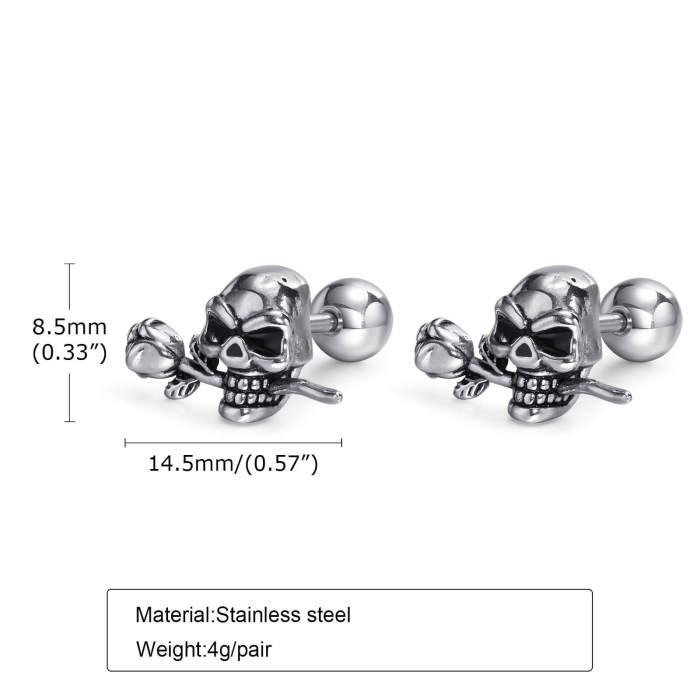 Wholesale Stainless Steel Rosette Ghost Head Earrings