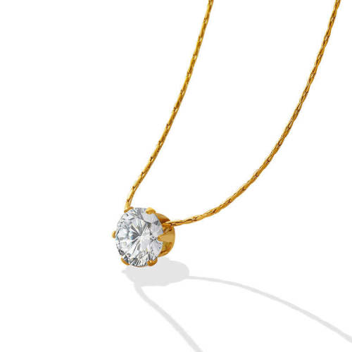 Wholesale Stainless Steel Rounded Cardano Chain Necklace with CZ