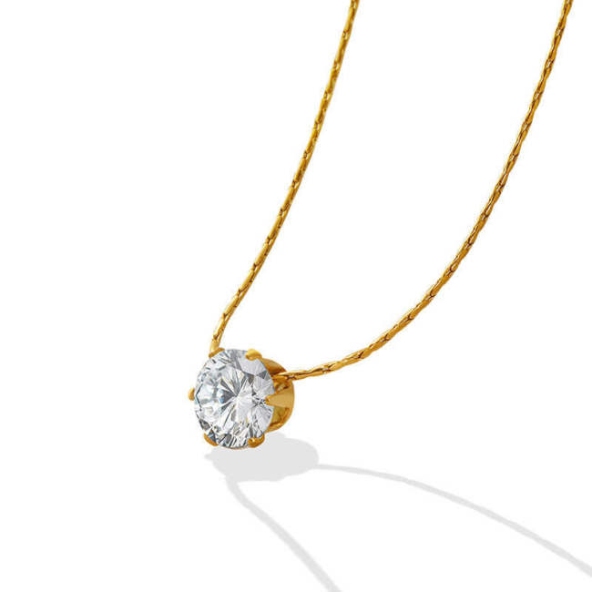 Wholesale Stainless Steel Rounded Cardano Chain Necklace with CZ