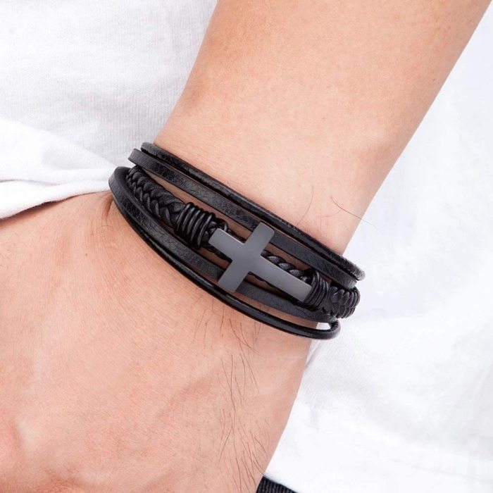 Wholesale Leather Bracelet with Cross