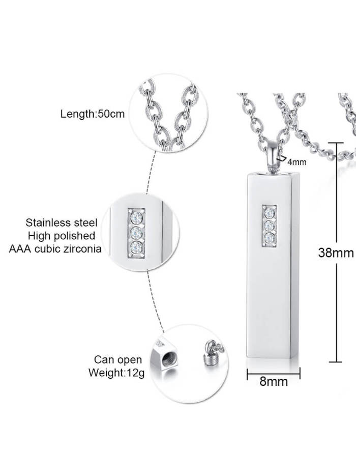 Wholesale Stainless Steel Bar Urn Pendant with CZ