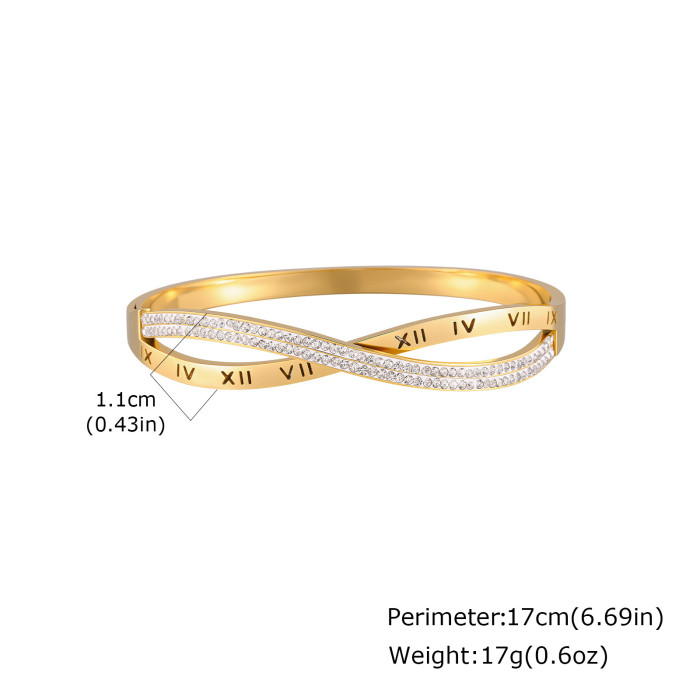 Wholesale Stainless Steel White CZ Interlocking Bangle
