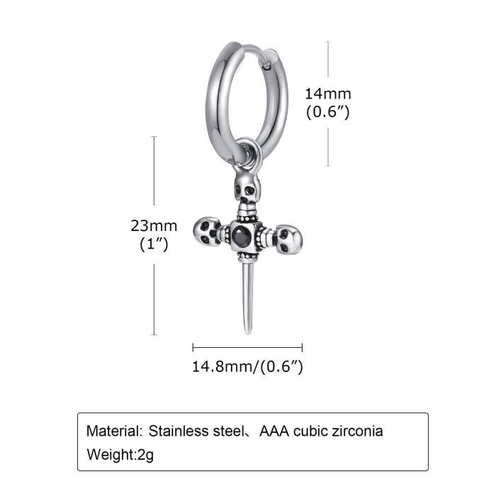 Wholesale Stainless Steel Earring with Skull Cross