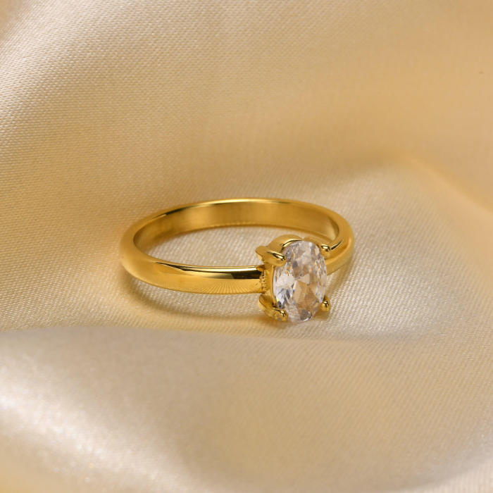 Wholesale Stainless Steel Oval CZ Wedding Rings