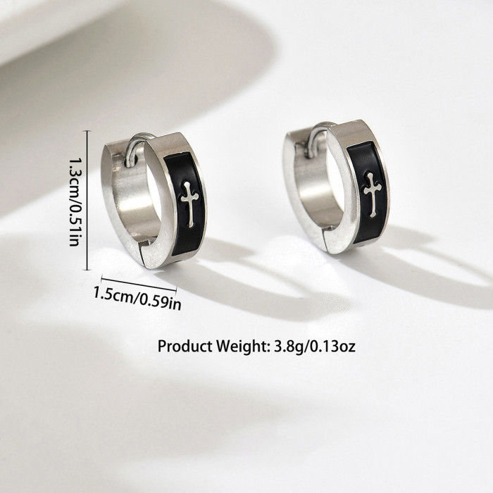 Wholesale Stainless Steel Gothic Cross Huggie Earrings