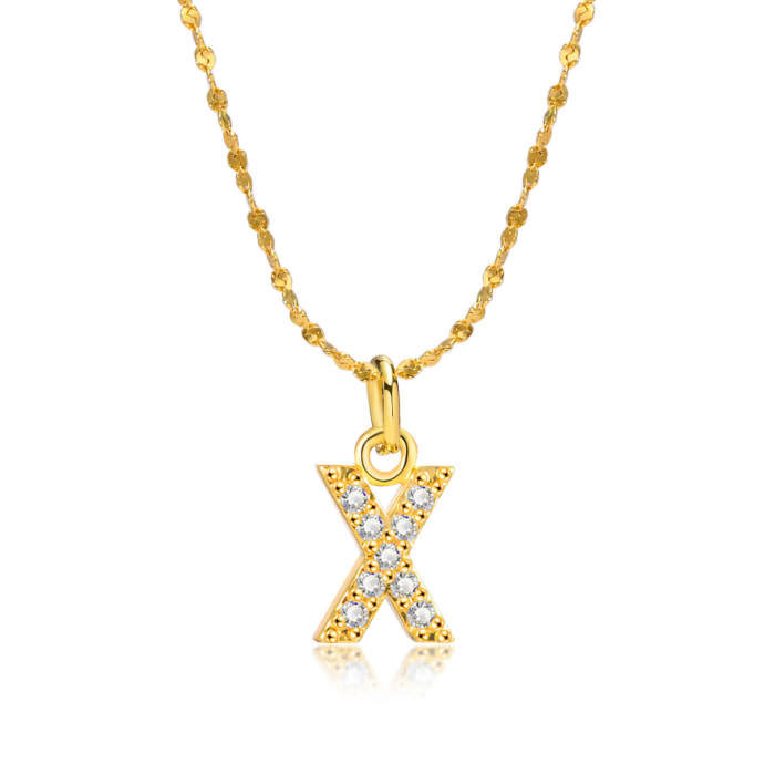 Wholesale Copper A Z Initial Lettter Pendant Necklaces