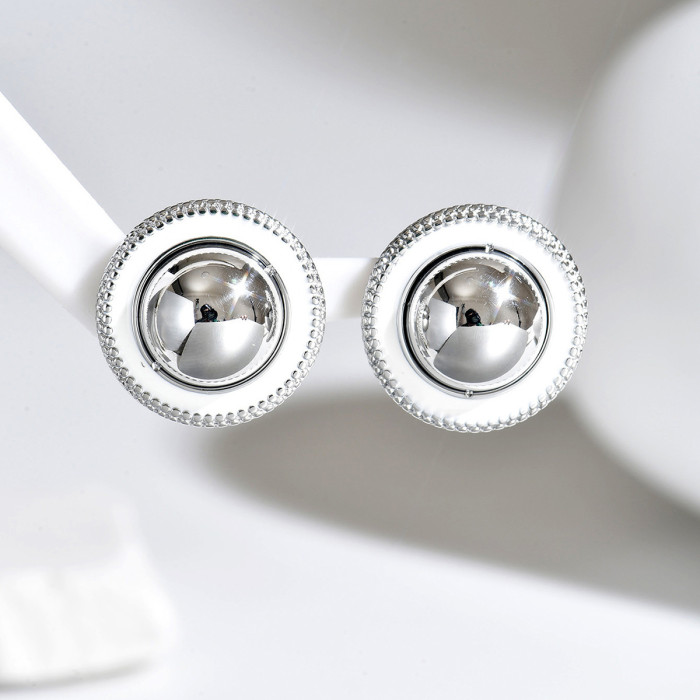 Retro French Style Stainless Steel Button Earrings Bulk