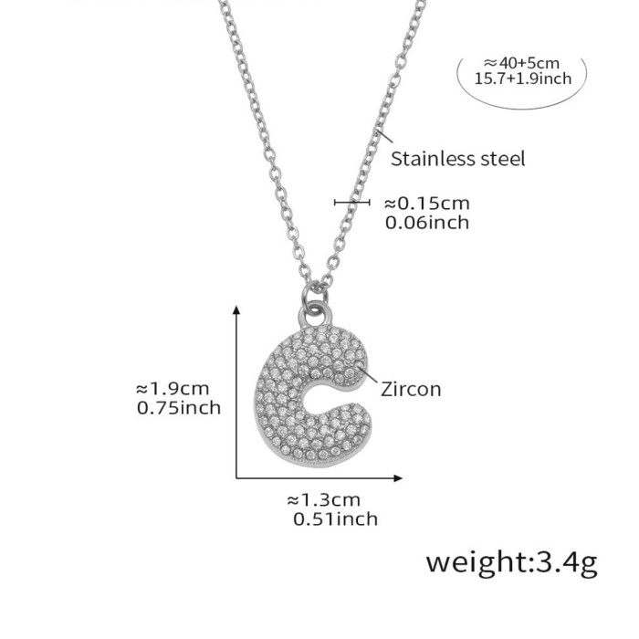 Wholesale Stainless Steel 5A CZ Initial Necklace