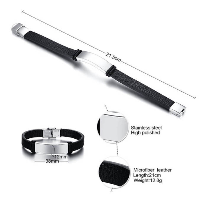 Wholesale Stainless Steel Classic Personalized Leather Bracelet