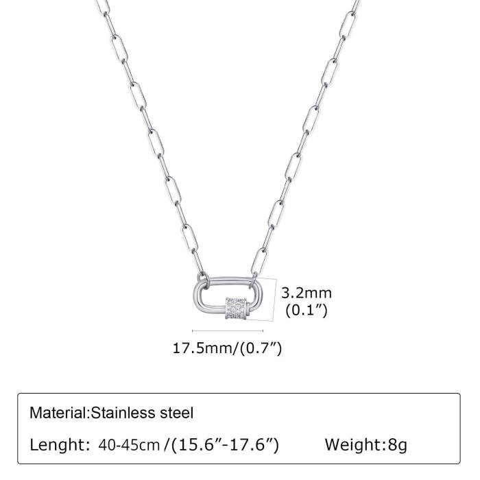 Wholesale Stainless Steel Fashion Geometric Paperclip Necklace