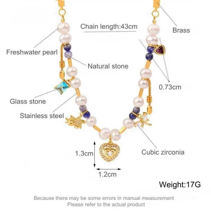 Wholesale Stainless Steel Natural Stone Pearl Crystal Pendant