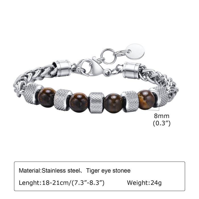 Wholesale Stainless Steel Spiga Wheat Chain Necklace with Beads