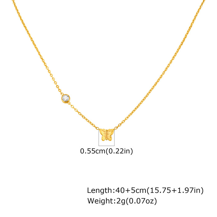 Wholesale Stainless Steel Butterfly Zirconia Necklace