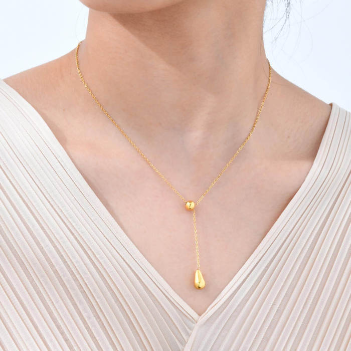 Wholesale Stainless Steel Teardrop Y Necklace