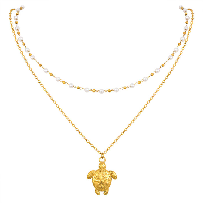 Wholesale Stainless Steel Sea Turtle Stacking Necklace