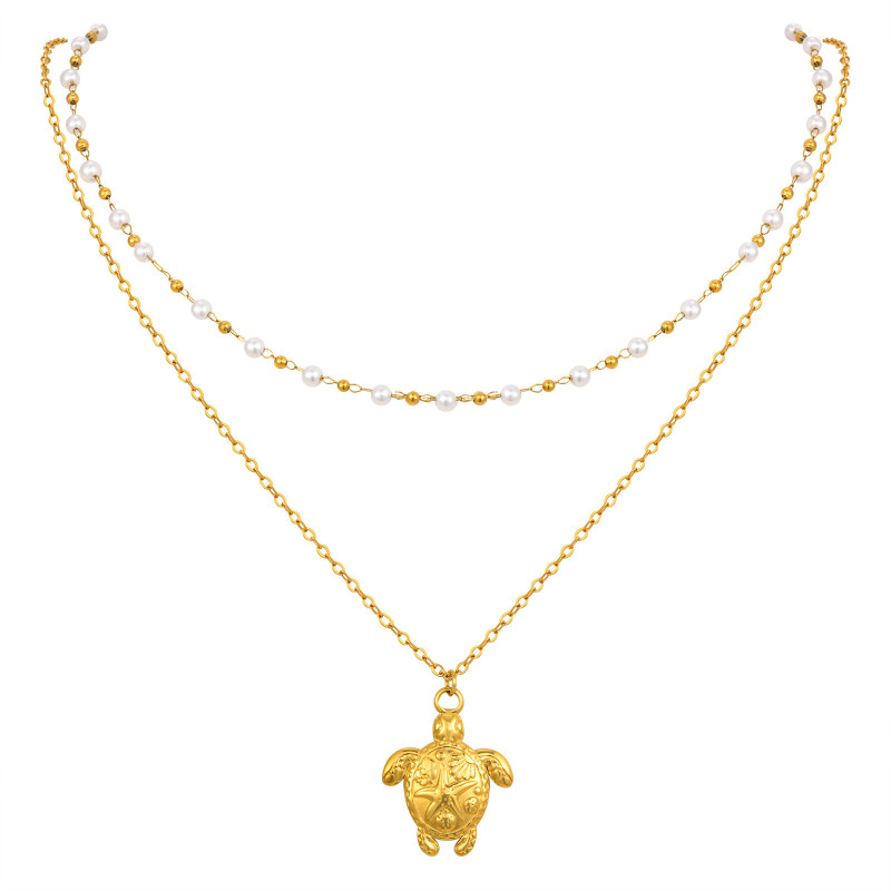 Wholesale Stainless Steel Sea Turtle Stacking Necklace