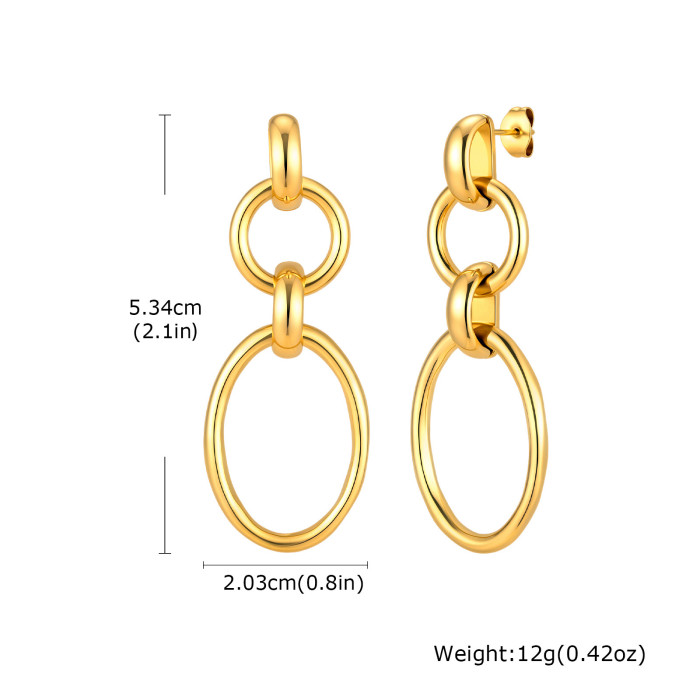 Wholesale Steel Multi-Link Interlocking Circle Drop Earrings