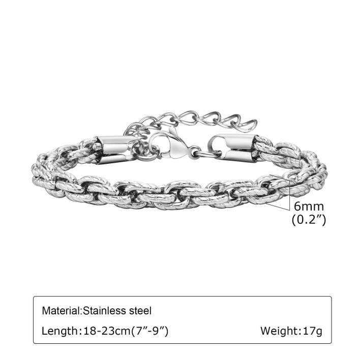 Wholesale Stainless Steel Men Rope Chain Bracelet