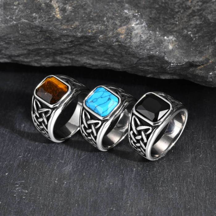 Wholesale Men’s Stainless Steel Celtic Stone Ring