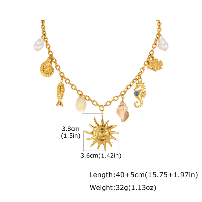 Wholesale Stainless Steel Marine Charm Necklace