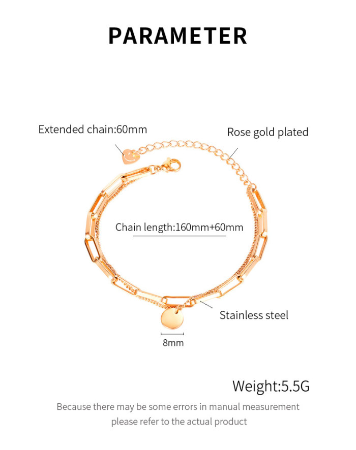 Wholesale Stainless Steel Paper Clip Chain Bracelet