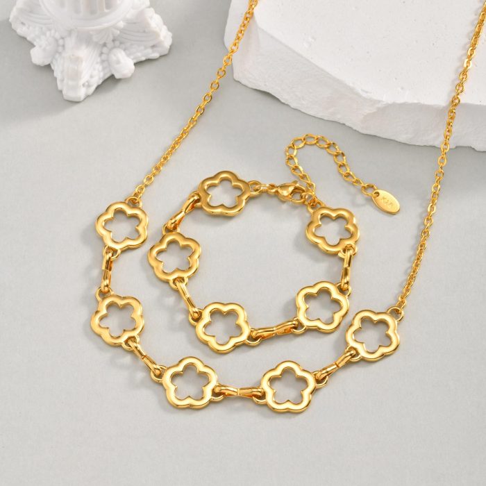 Wholesale Stainless Steel Flower Necklace Bracelet