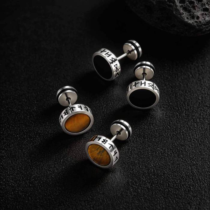 Wholesale Stainless Steel Tiger Eye Stud Earrings