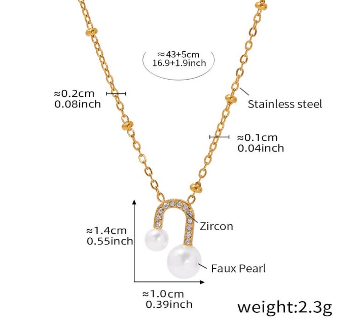 Wholesale Steel U-Shaped Pearl Necklace Earrings