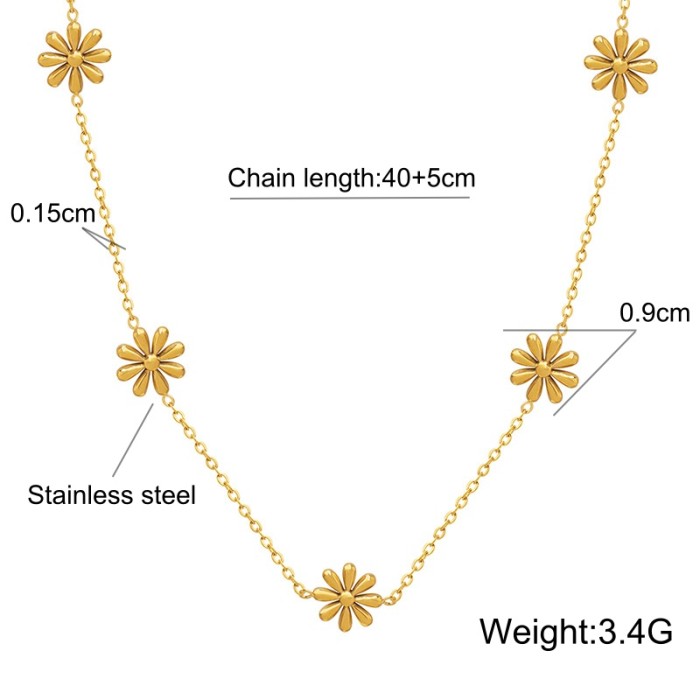 Wholesle Stainless Steel Daisy Link Chain Necklace