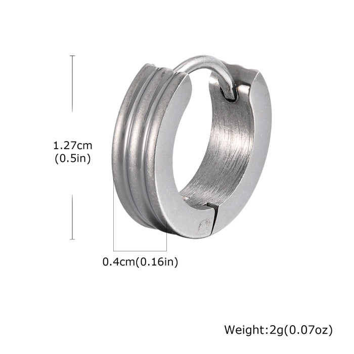 Wholesale Stainless Steel Men Double Groove Earring