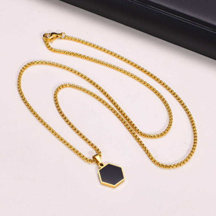 Wholesale Stainless Steel Hexagonal Enamel Pendant