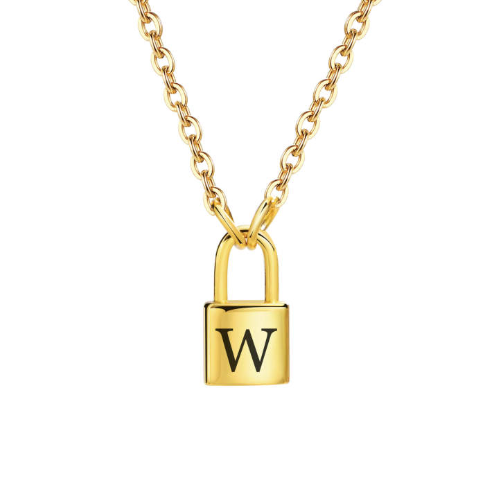 Wholesale Stainless Steel Initial Padlock Necklace