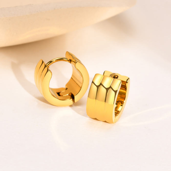 Wholesale Stainless Steel Triple Row Huggie Earrings