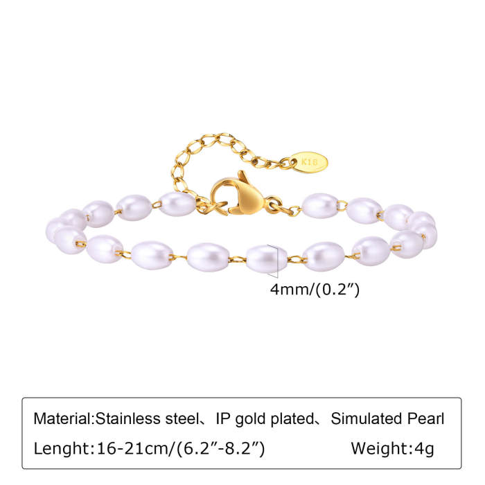 Wholesale Stainless Steel Imitation Pearl Bracelet