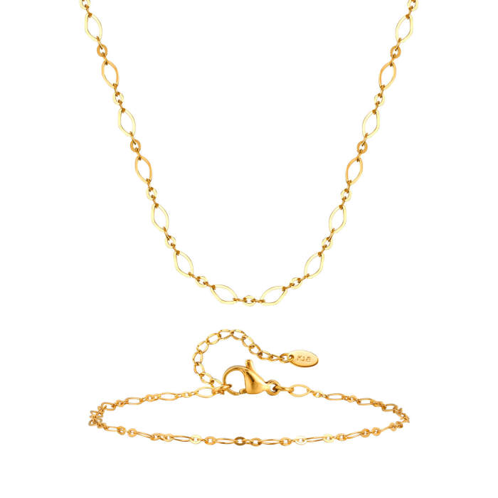 Wholesale Stainless Steel Gold Handmade Necklace Bracelet Set