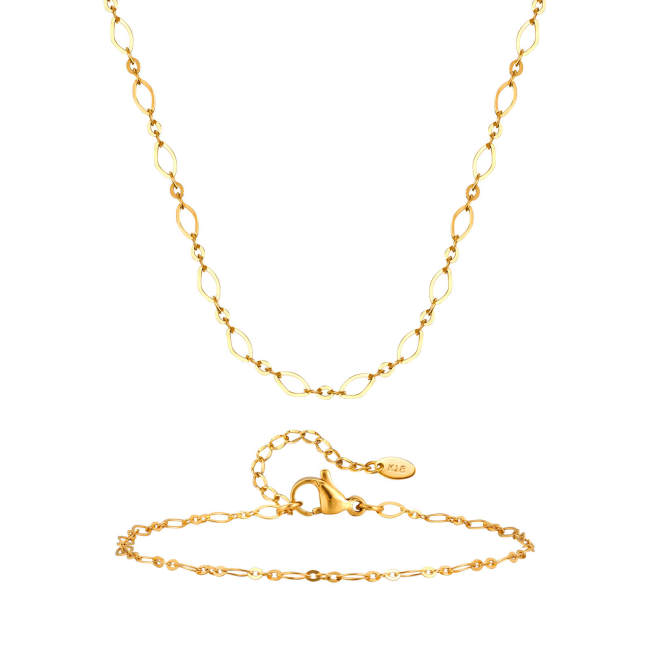 Wholesale Stainless Steel Gold Handmade Necklace Bracelet Set