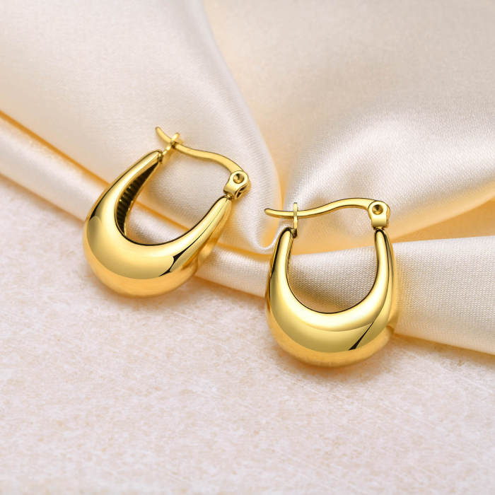 Wholesale Stainless Steel Chunky U-Shaped Hoop Earrings