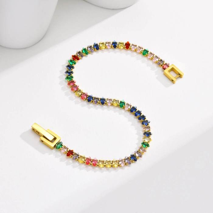 Wholesale Stainless Steel Colorful Horse Eye CZ Bracelet