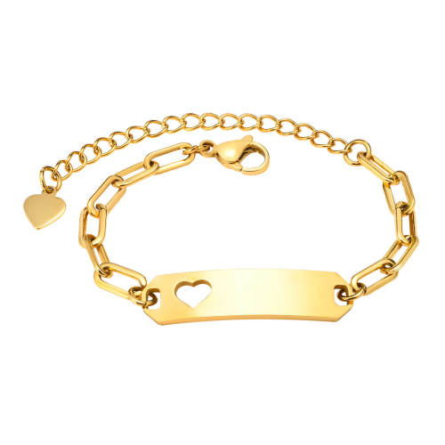Wholesale Stainless Steel Engravable Bar Paperclip Bracelets for Kids