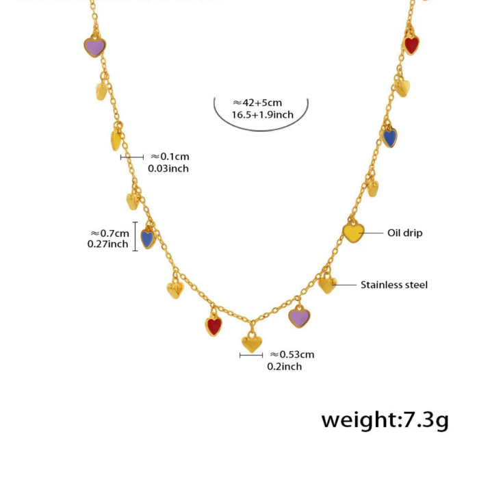 Wholesale Stainless Steel Colorful Heart Jewelry Set