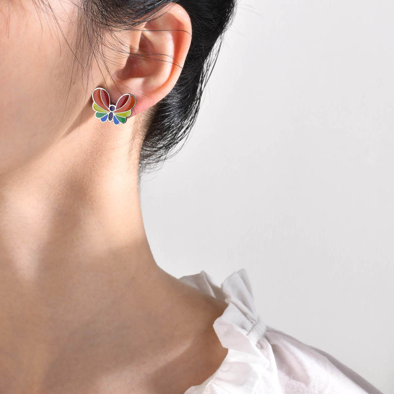 Wholesale Stainless Steel Rainbow Butterfly Stud Earrings