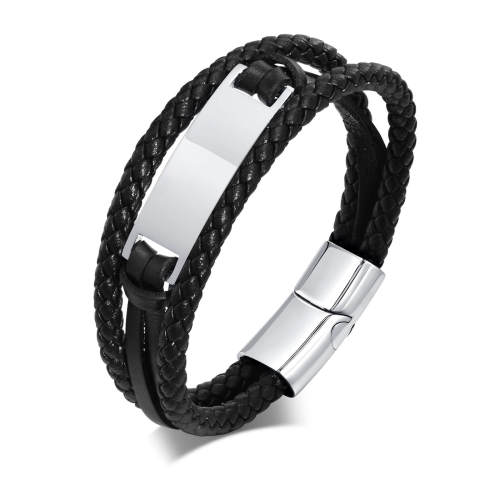 Wholesale Stainless Steel Personalized Leather Bracelets