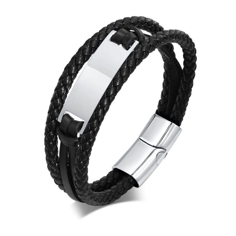 Wholesale Stainless Steel Personalized Leather Bracelets
