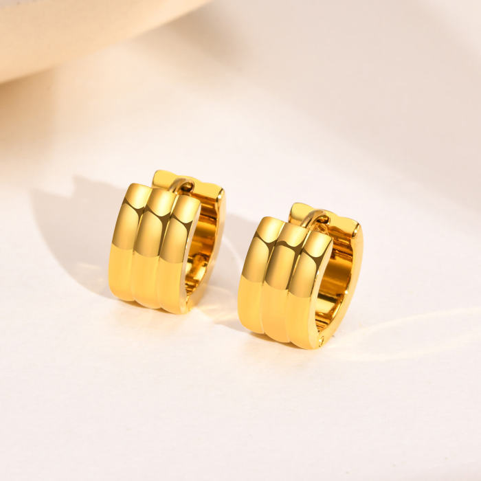 Wholesale Stainless Steel Triple Row Huggie Earrings